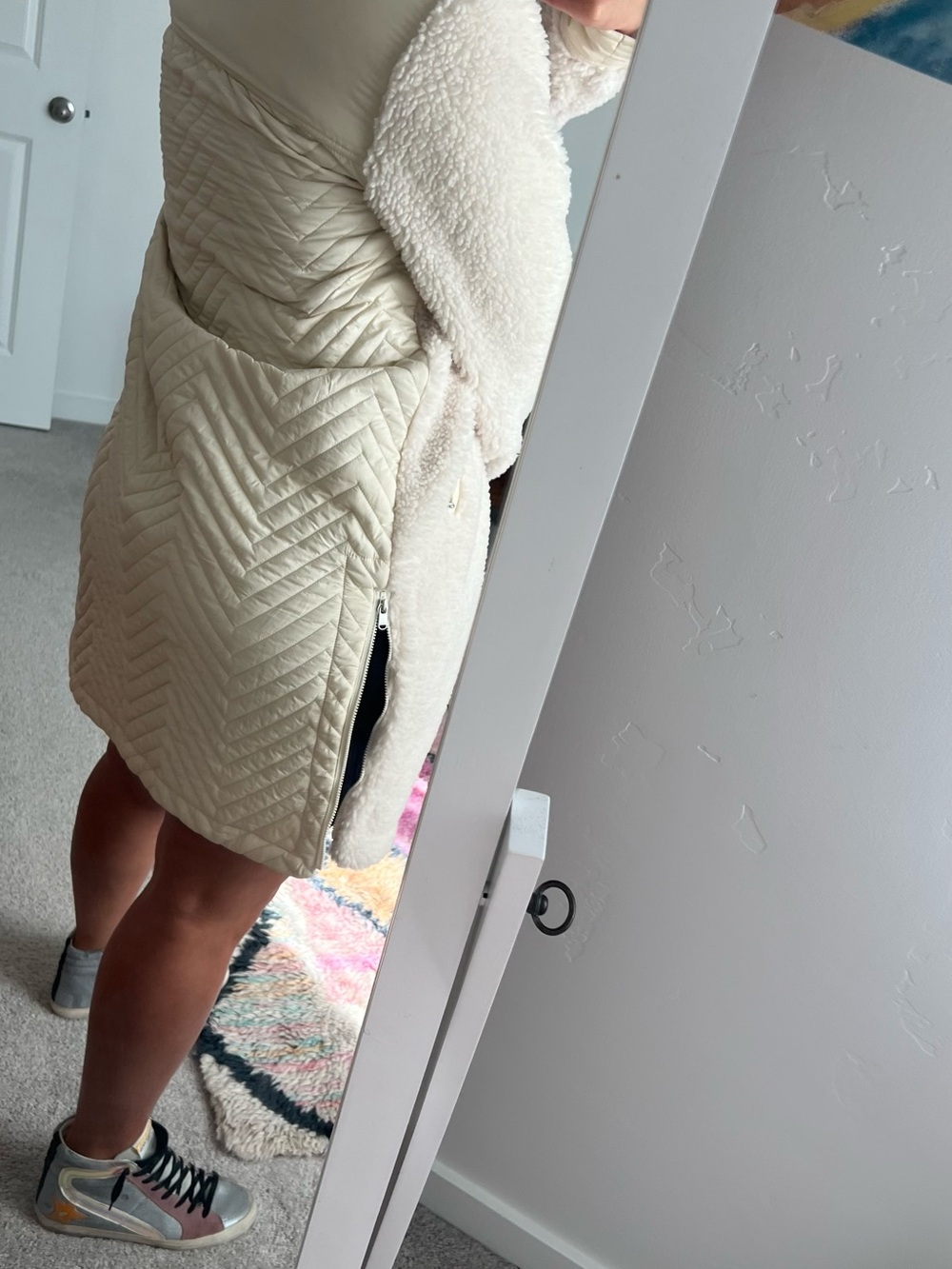 Athleta Cream Sherpa Long Teddy Coat - Picture 3 of 10